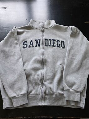Gray San Diego Bedazzled Zip-Up Sweatshirt - Women's Size L